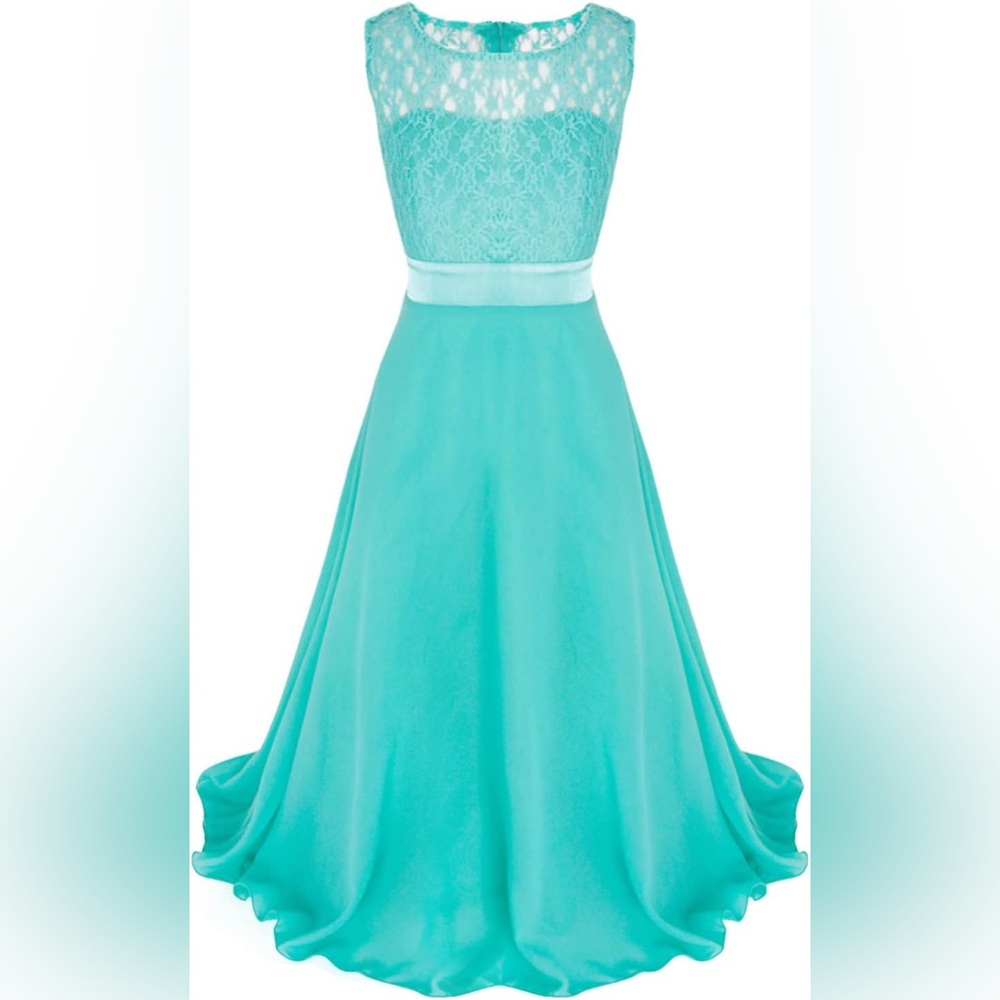 Elegant Turquoise Lace Dress